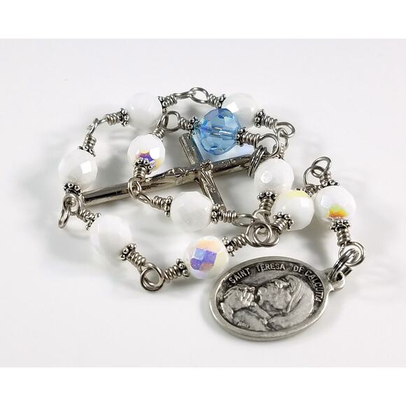 St. Teresa of Calcutta One Decade Rosary, Crystal Beads - Picture 5 of 10